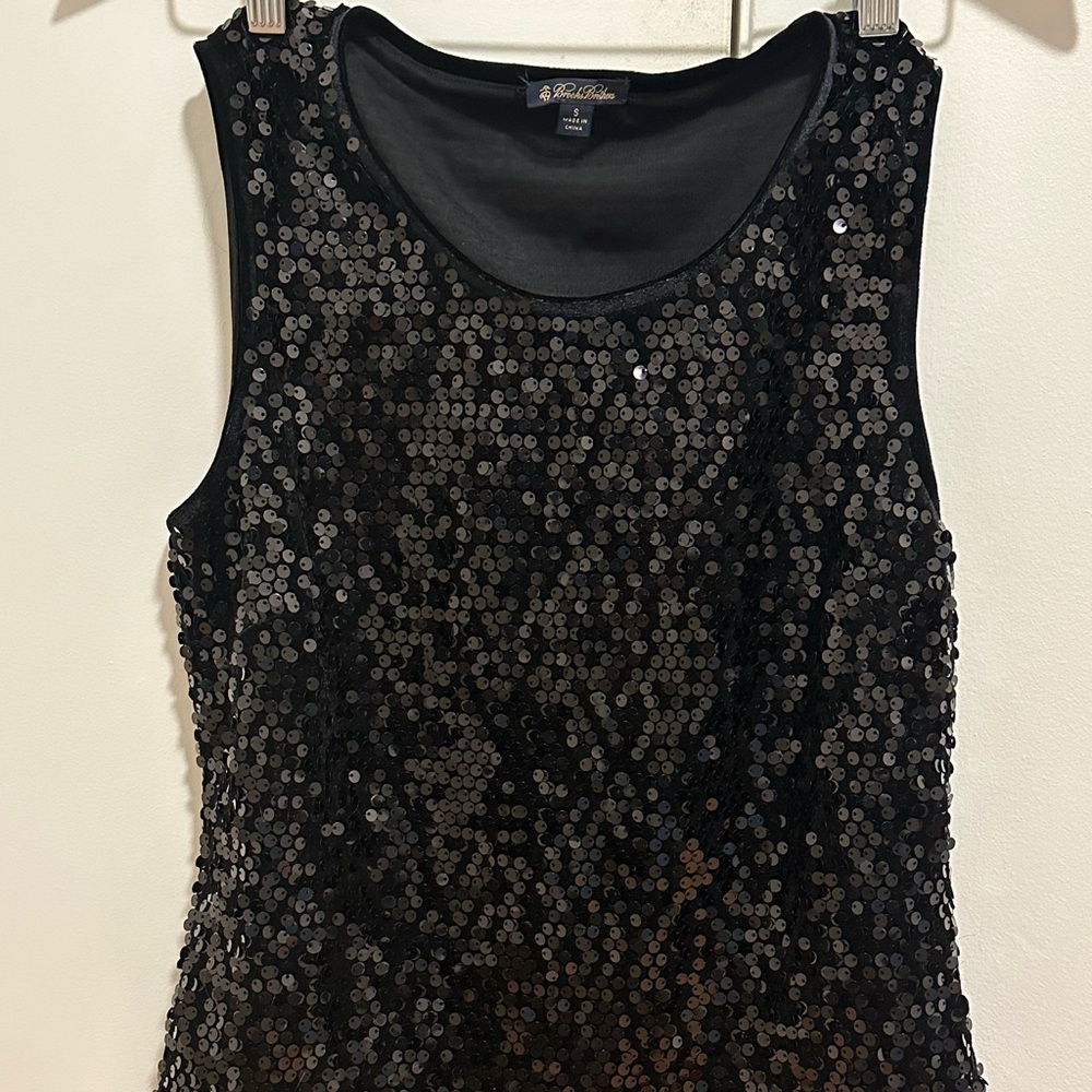 Brooks Brothers Black Sequin Tank Top